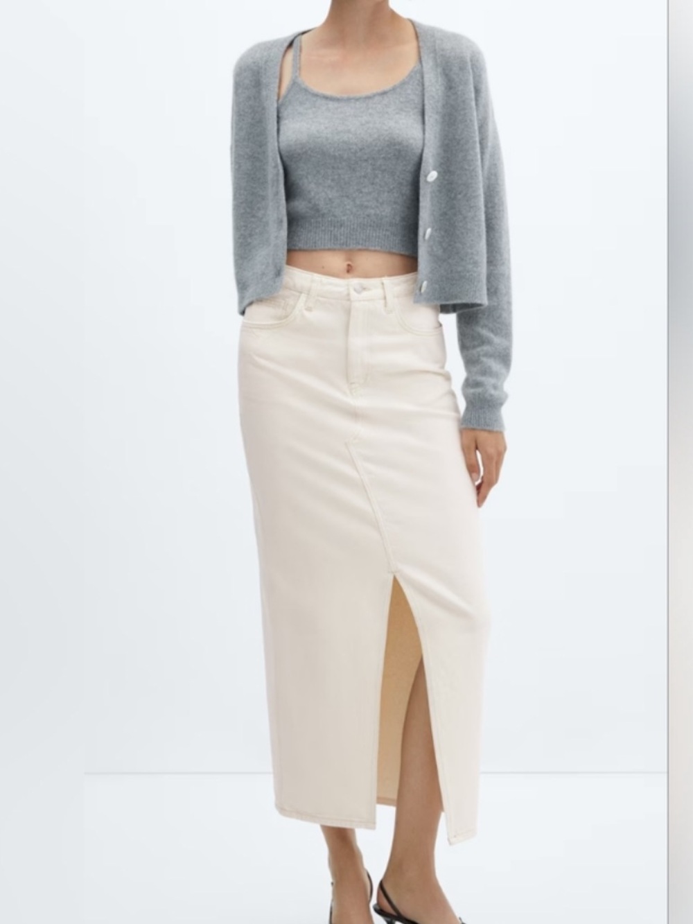 Mango White Maxi Skirt